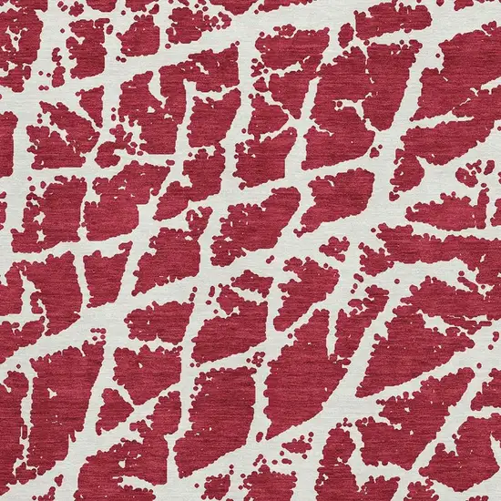 Red And Ivory Abstract Washable Area Rug With UV Protection Photo 3