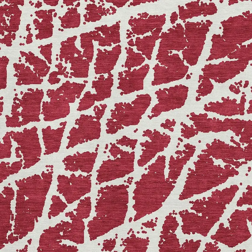 Red And Ivory Abstract Washable Area Rug With UV Protection Photo 3