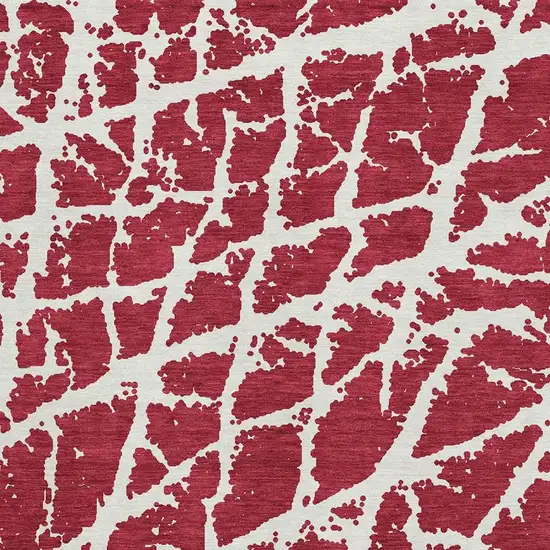 Red And Ivory Abstract Washable Area Rug With UV Protection Photo 3