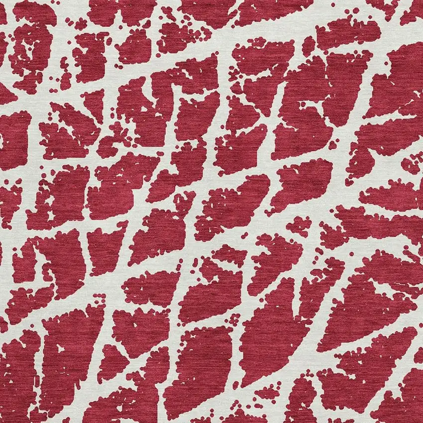 Red And Ivory Abstract Washable Area Rug With UV Protection Photo 3