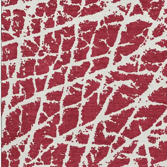 Red And Ivory Abstract Washable Area Rug With UV Protection Photo 5