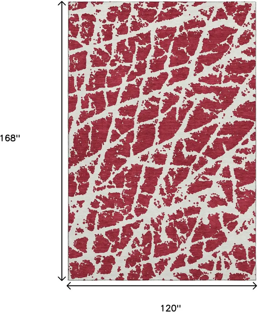 Red And Ivory Abstract Washable Area Rug With UV Protection Photo 3