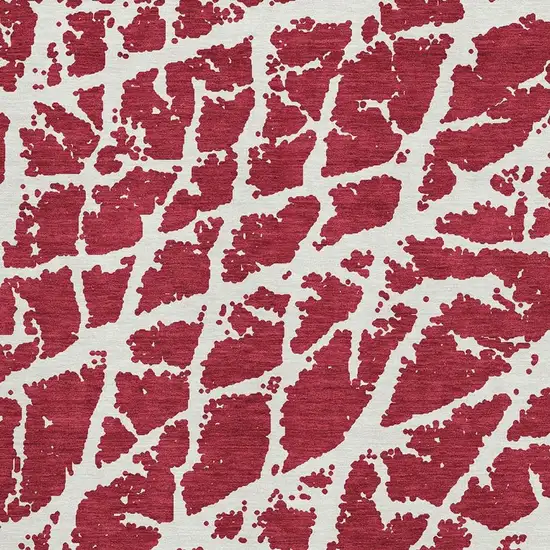Red And Ivory Abstract Washable Area Rug With UV Protection Photo 3