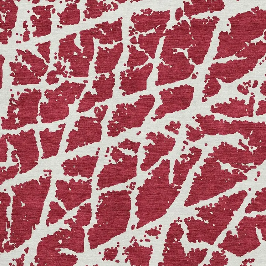 Red And Ivory Abstract Washable Area Rug With UV Protection Photo 3