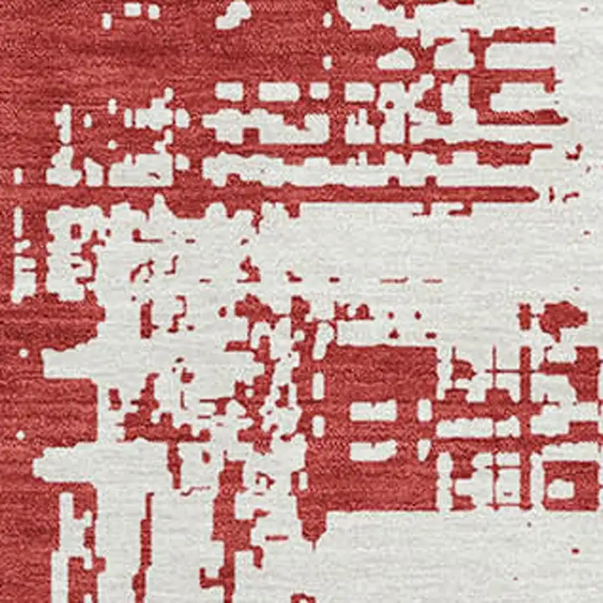 Red And Ivory Abstract Washable Area Rug With UV Protection Photo 3