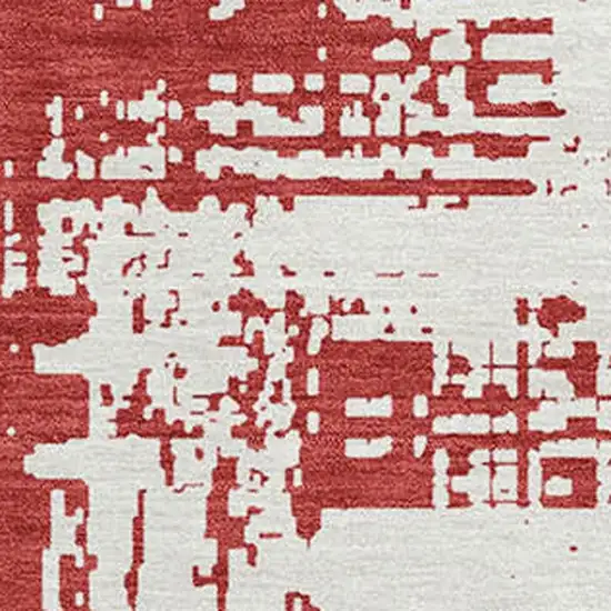 Red And Ivory Abstract Washable Area Rug With UV Protection Photo 3
