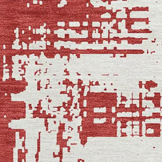 Red And Ivory Abstract Washable Area Rug With UV Protection Photo 3