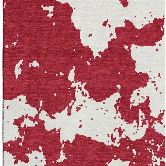 Red And Ivory Abstract Washable Area Rug With UV Protection Photo 4
