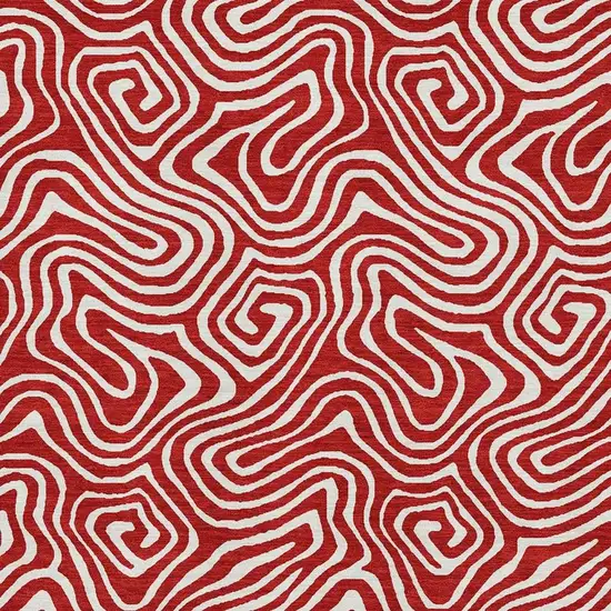 Red And Ivory Abstract Washable Area Rug With UV Protection Photo 2