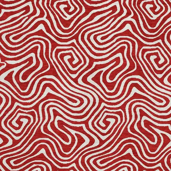 Red And Ivory Abstract Washable Area Rug With UV Protection Photo 2