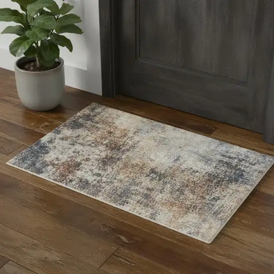 Red And Ivory Abstract Washable Area Rug Photo 1