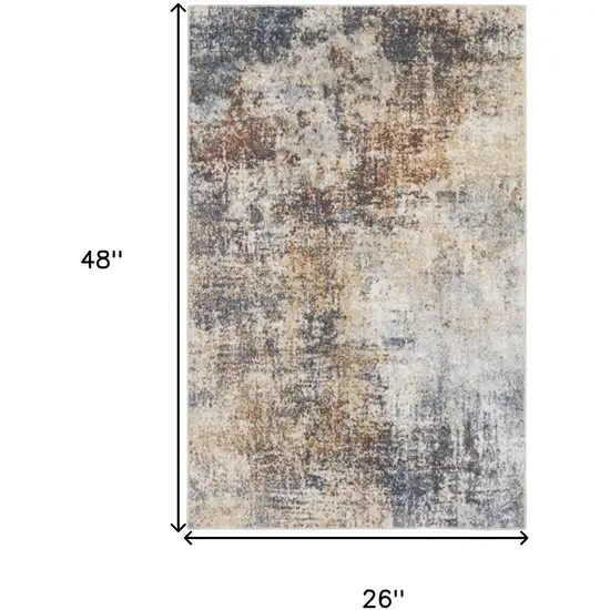 Red And Ivory Abstract Washable Area Rug Photo 3