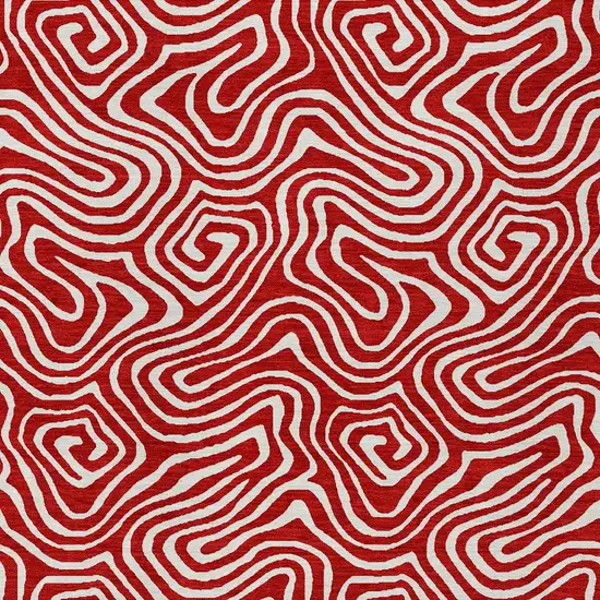 Red And Ivory Abstract Washable Indoor Outdoor Area Rug Photo 7