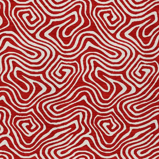 Red And Ivory Abstract Washable Indoor Outdoor Area Rug Photo 7