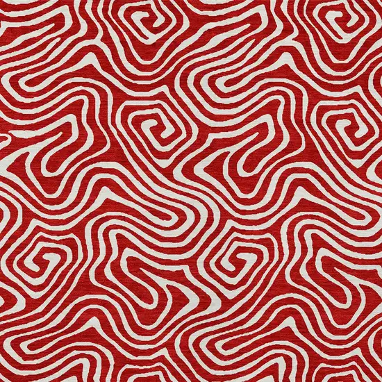 Red And Ivory Abstract Washable Indoor Outdoor Area Rug Photo 5