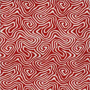Photo of Red And Ivory Abstract Washable Indoor Outdoor Area Rug