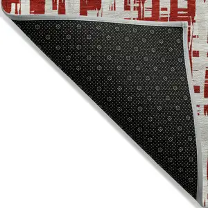 Photo of Red And Ivory Abstract Washable Indoor Outdoor Area Rug