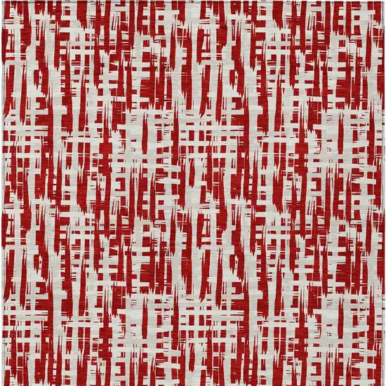 Red And Ivory Abstract Washable Indoor Outdoor Area Rug Photo 7