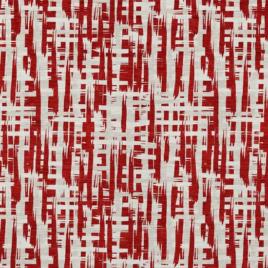 Red And Ivory Abstract Washable Indoor Outdoor Area Rug Photo 6