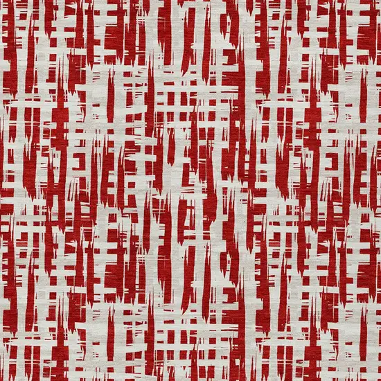 Red And Ivory Abstract Washable Indoor Outdoor Area Rug Photo 6
