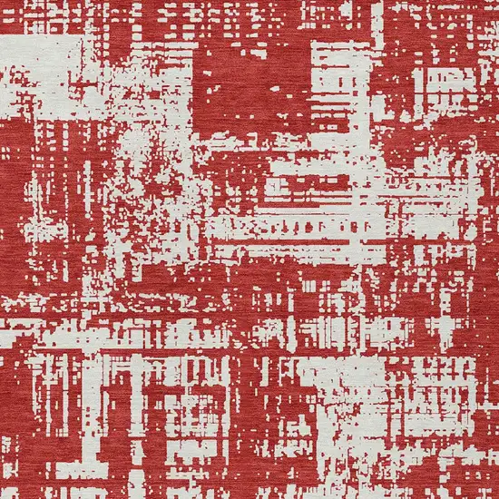 Red And Ivory Abstract Washable Indoor Outdoor Area Rug Photo 6