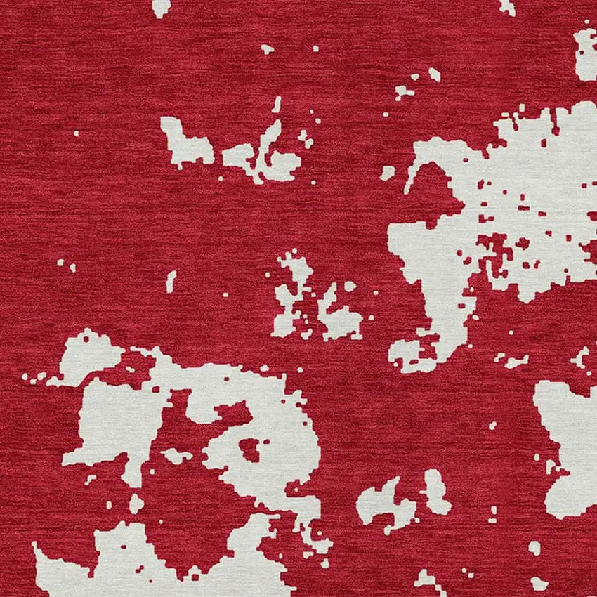 Red And Ivory Abstract Washable Indoor Outdoor Area Rug Photo 6