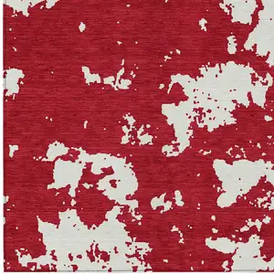 Photo of Red And Ivory Abstract Washable Indoor Outdoor Area Rug