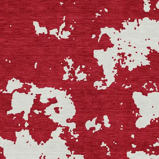 Red And Ivory Abstract Washable Indoor Outdoor Area Rug Photo 6