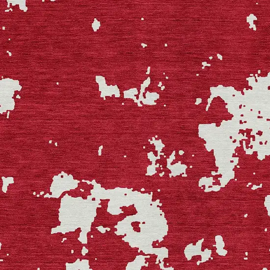 Red And Ivory Abstract Washable Indoor Outdoor Area Rug Photo 6