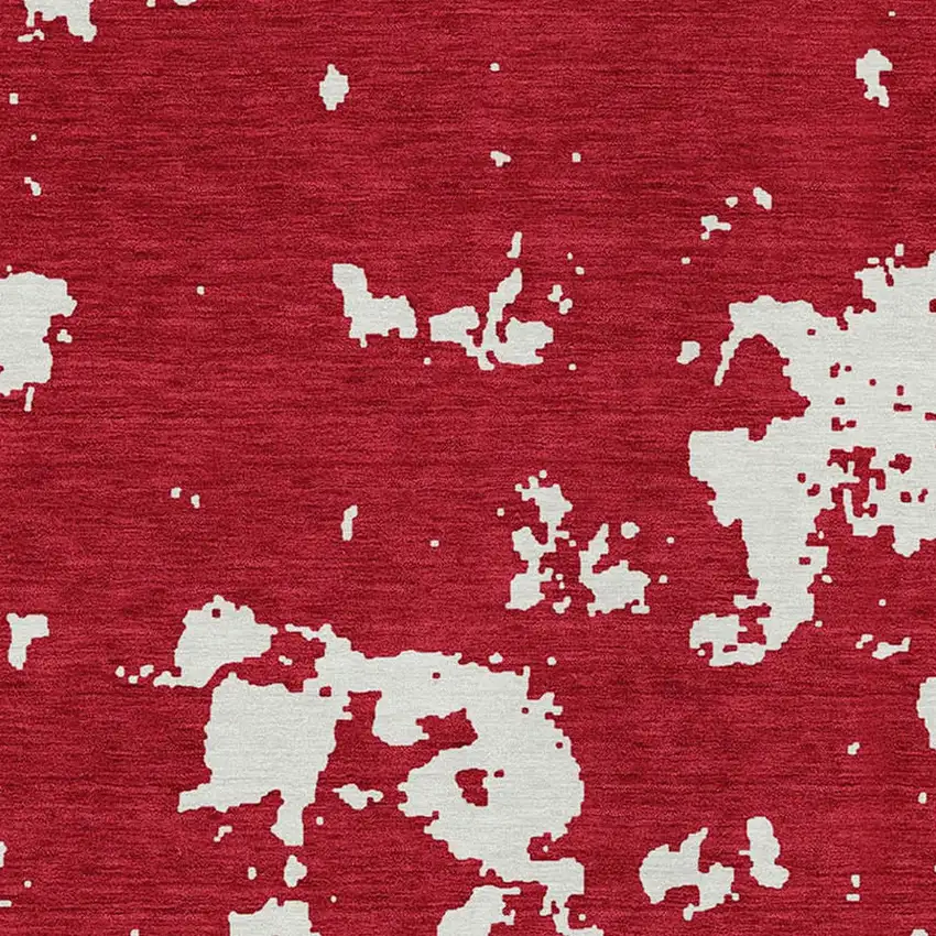 Red And Ivory Abstract Washable Indoor Outdoor Area Rug Photo 6