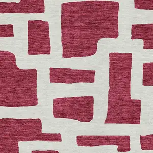 Photo of Red And Ivory Abstract Washable Indoor Outdoor Area Rug