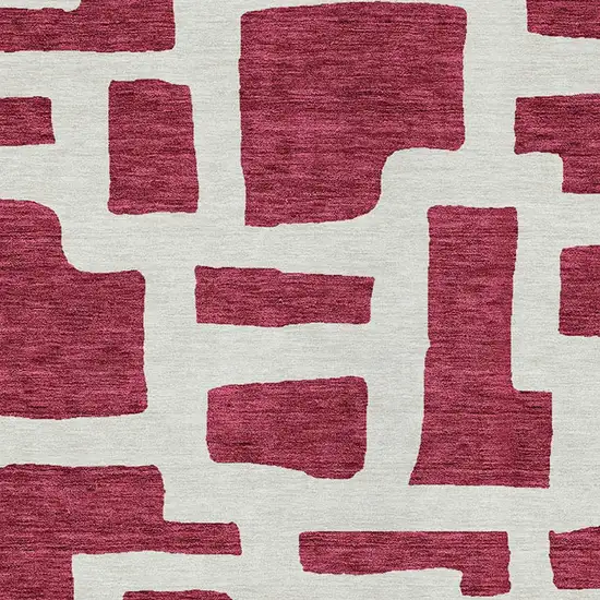 Red And Ivory Abstract Washable Indoor Outdoor Area Rug Photo 6
