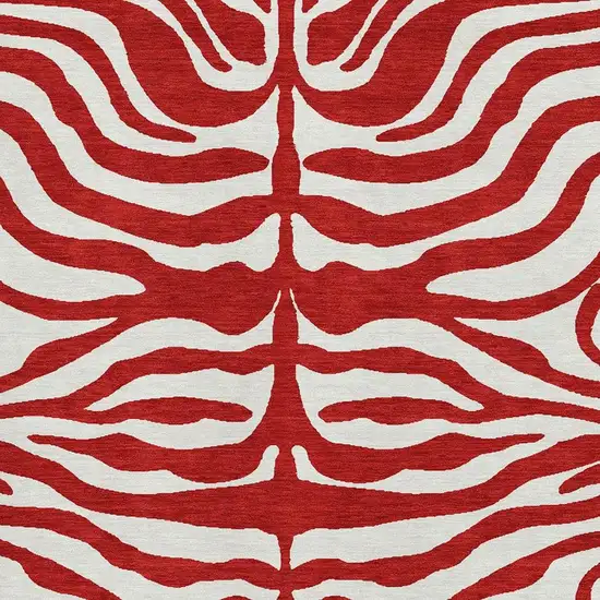 Red And Ivory Animal Print Washable Area Rug With UV Protection Photo 2