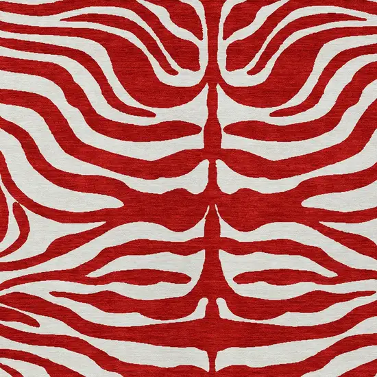 Red And Ivory Animal Print Washable Indoor Outdoor Area Rug Photo 5