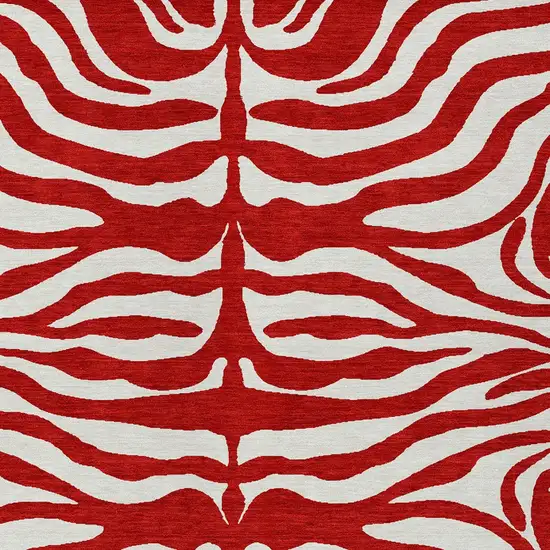 Red And Ivory Animal Print Washable Indoor Outdoor Area Rug Photo 5