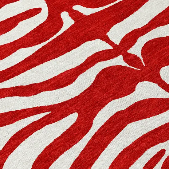 Red And Ivory Animal Print Washable Indoor Outdoor Area Rug Photo 8