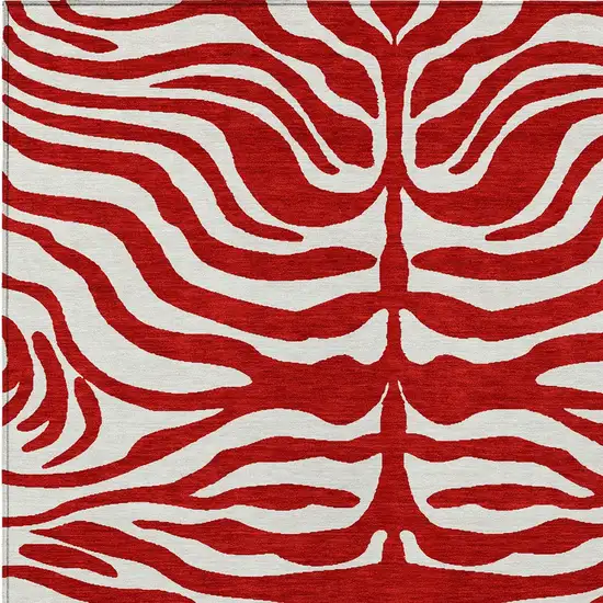 Red And Ivory Animal Print Washable Indoor Outdoor Area Rug Photo 5