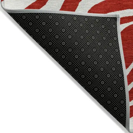 Red And Ivory Animal Print Washable Indoor Outdoor Area Rug Photo 3