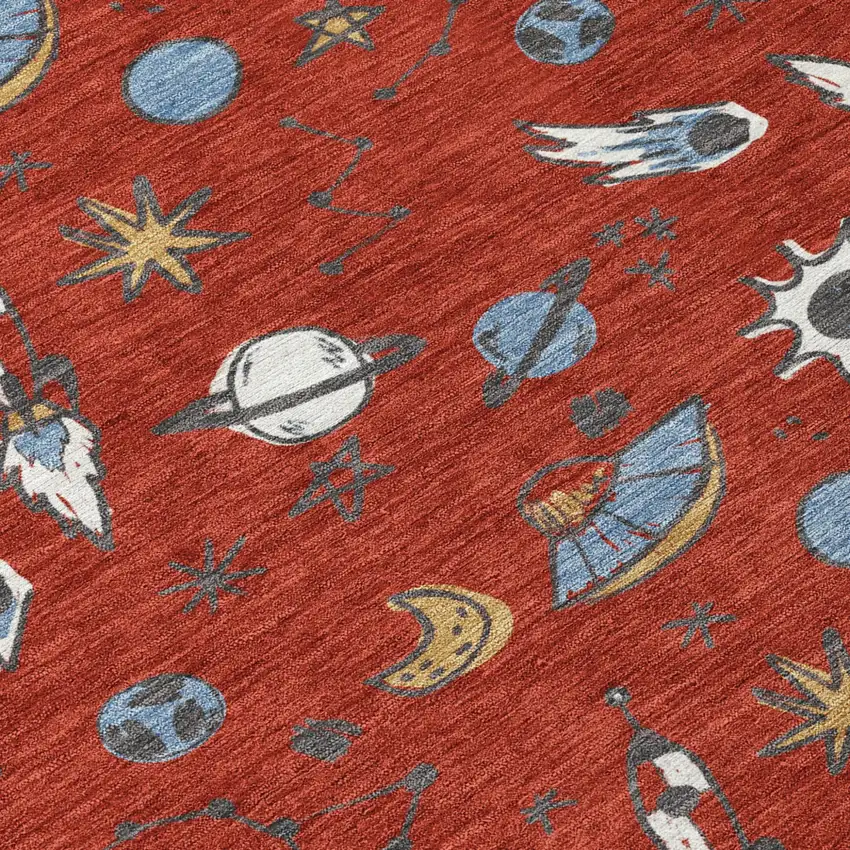 Red And Ivory Animal Print Washable Indoor Outdoor Area Rug Photo 5