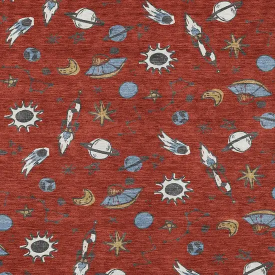 Red And Ivory Animal Print Washable Indoor Outdoor Area Rug Photo 2