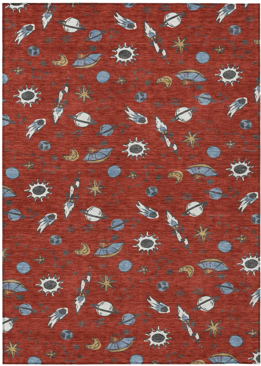 Red And Ivory Animal Print Washable Indoor Outdoor Area Rug Photo 1