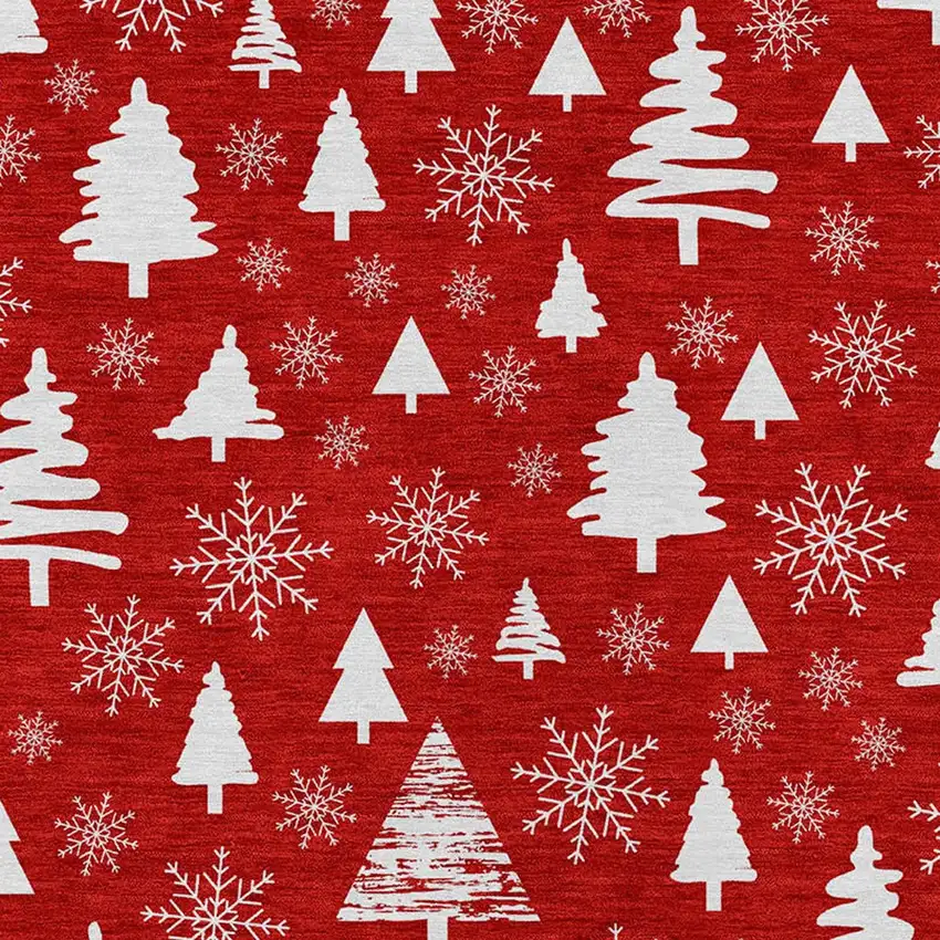 Red And Ivory Deer Washable Indoor Outdoor Area Rug Photo 6