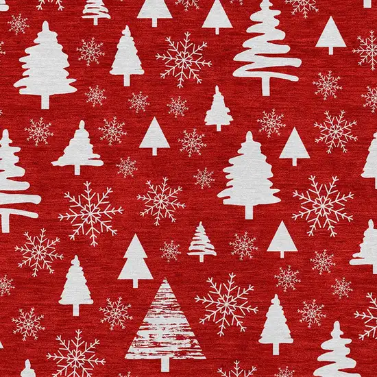 Red And Ivory Deer Washable Indoor Outdoor Area Rug Photo 6