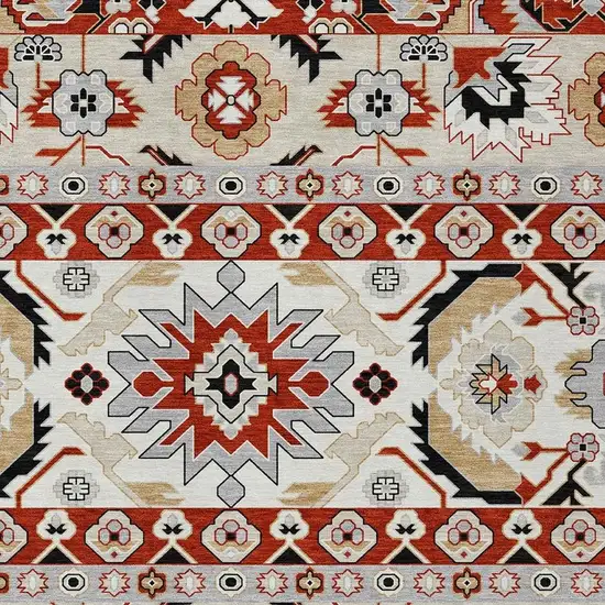Red And Ivory Cactus Washable Indoor Outdoor Area Rug Photo 2