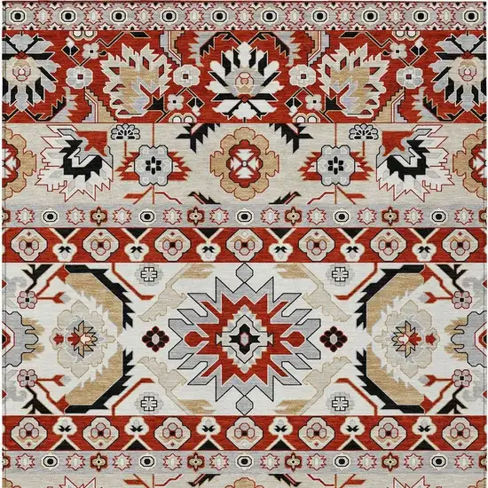 Red And Ivory Cactus Washable Indoor Outdoor Area Rug Photo 3