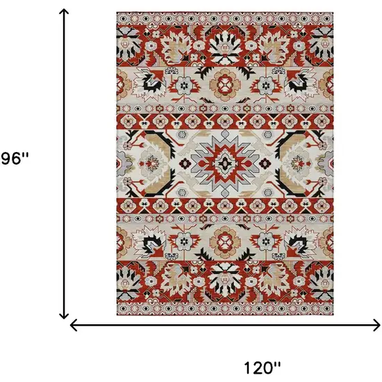 Red And Ivory Cactus Washable Indoor Outdoor Area Rug Photo 6