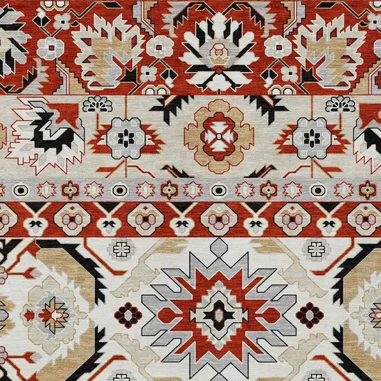 Red And Ivory Cactus Washable Indoor Outdoor Area Rug Photo 2