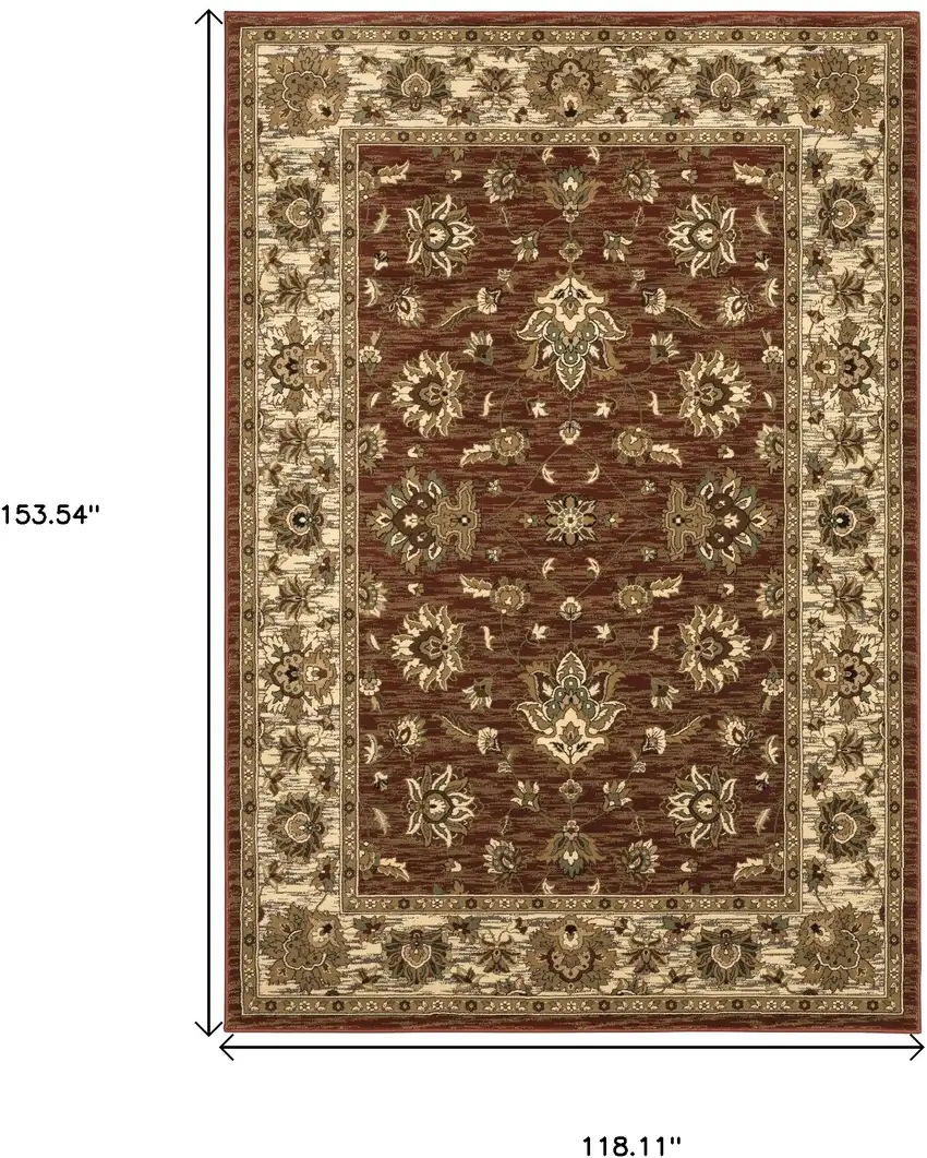 Red And Ivory Floral Area Rug Photo 5