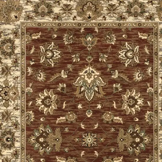 Red And Ivory Floral Area Rug Photo 3