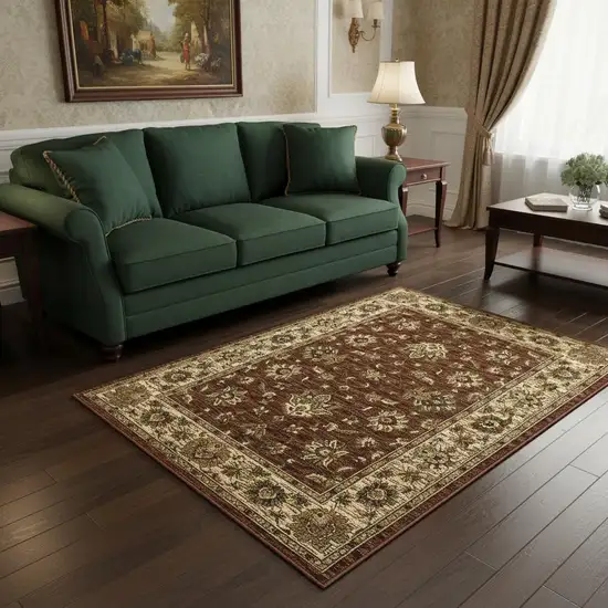 Red And Ivory Floral Area Rug Photo 1